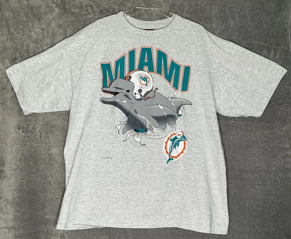 Vintage Miami Dolphins Nutmeg Grey XL NFL Football Graphic Tee